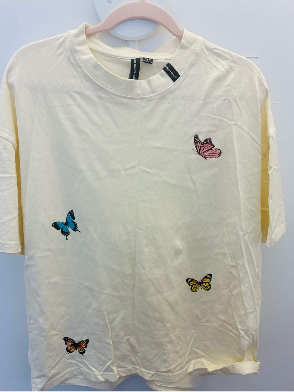 Kids Cream Butterfly Patch Short Sleeve Tee